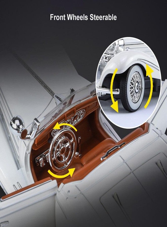 ARNIYAVALA Compatible for 1:24 Benz 500K Toy Car Model, Diecast Collectible Pull Back Model Car with Sound and Light, Toy Gift Vehicles for Adults Kids Boys Girls (White) - Image 2